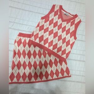 Cupcakes & Cashmere Coral and Cream Knit Top and Skirt